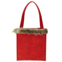 Prodotto Borsa natalizia rossa con pelliccia 15,5 cm x 18 cm 3 pz