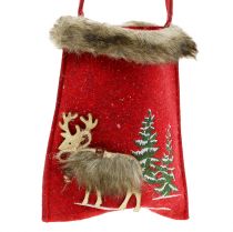 Prodotto Borsa natalizia rossa con pelliccia 15,5 cm x 18 cm 3 pz
