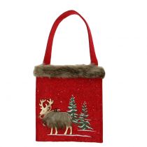 Prodotto Borsa natalizia rossa con pelliccia 15,5 cm x 18 cm 3 pz