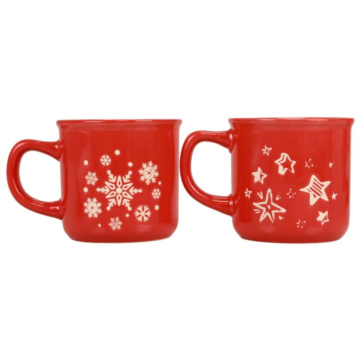 Tazze natalizie tazza tazza in ceramica rossa H9cm 2 pezzi