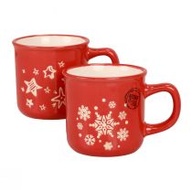 Tazze natalizie tazza tazza in ceramica rossa H9cm 2 pezzi