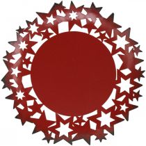 Piatto natalizio piatto decorativo in metallo con stelle rosse Ø34cm