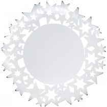 Prodotto Piatto natalizio piatto decorativo in metallo con stelle bianco Ø34cm