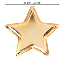 Prodotto Piatto natalizio a forma di stella in plastica dorata Ø31cm