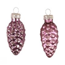 Cono di Natale in vetro Cono di vetro viola Natale 6,5 cm 10p