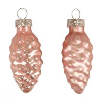 Cono di Natale in vetro Cono di vetro rosa Natale 6,5 cm 10p