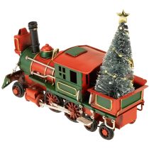 Prodotto Treno di Natale in metallo rosso con locomotiva decorativa e albero di Natale da 20 cm
