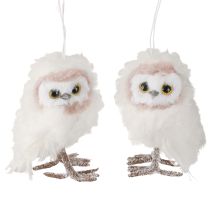 Prodotto Decorazione gufo bianco per appendere pulcini di gufo bianchi 12 cm 2 pezzi