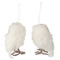 Prodotto Decorazione gufo bianco per appendere pulcini di gufo bianchi 12 cm 2 pezzi