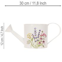Prodotto Annaffiatoio in metallo bianco con motivo floreale, 13,5 cm, vaso decorativo