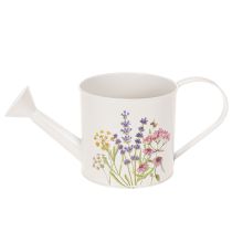Prodotto Annaffiatoio in metallo bianco con motivo floreale, 13,5 cm, vaso decorativo