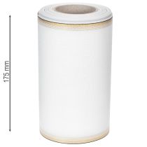 Prodotto Nastro a ghirlanda in moiré bianco con bordo di perle dorate, 175 mm - Elegante nastro per decorazioni e composizioni floreali.