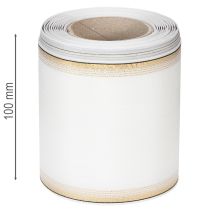 Prodotto Nastro bianco moiré con bordo in perle e rilegatura in taffetà, nastro decorativo, nastro da lutto, larghezza 100 mm, lunghezza 25 m