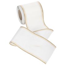 Prodotto Nastro bianco moiré con bordo in perle e rilegatura in taffetà, nastro decorativo, nastro da lutto, larghezza 100 mm, lunghezza 25 m