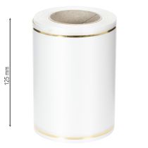 Prodotto Nastro bianco per ghirlanda con bordo dorato per stampa digitale, nastro di raso, impermeabile, 25 m x 125 mm
