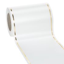 Prodotto Nastro bianco per ghirlanda con bordo dorato per stampa digitale, nastro di raso, impermeabile, 25 m x 125 mm