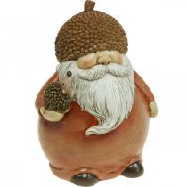 Figura di diavoletto con figura decorativa ghianda e riccio autunno marrone H19cm