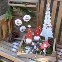 Ciondolo natalizio gnomo decorazione albero in metallo Ø8cm 6pz
