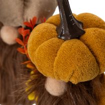 Prodotto Statuetta autunnale: gnomo con zucca, girasole e barba, 16 cm, 2 pezzi.