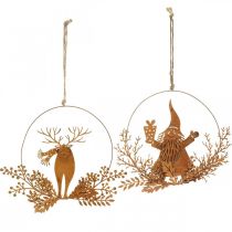 Prodotto Anello per Natale Renna e Babbo Natale Patina Ø18cm Set di 2