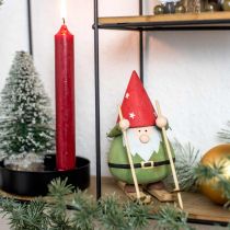 Prodotto Gnomo con gli sci figura decorativa in legno Gnomo natalizio figura H13cm