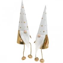 Prodotto Gnomo figura decorativa natalizia bianco, oro Ø6,5 cm H22 cm 2 pz