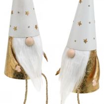 Prodotto Gnomo figura decorativa natalizia bianco, oro Ø6,5 cm H22 cm 2 pz