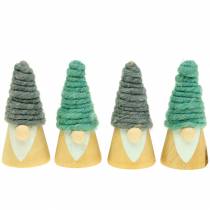Prodotto Gnomo in legno con decorazione natalizia con cappello di lana 7 cm 8 pezzi