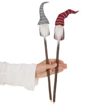 Prodotto Gnomo decorativo con cappello a righe su bastoncino di legno, 46 cm, 6 pezzi