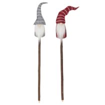 Prodotto Gnomo decorativo con cappello a righe su bastoncino di legno, 46 cm, 6 pezzi