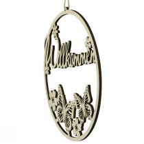 Prodotto Cartello di benvenuto, anello decorativo in legno con farfalla, Ø21,5 cm, 4 pezzi - decorazione per porta a forma di ghirlanda, primavera, colore naturale