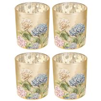 Prodotto Lanterna decorativa in vetro con motivo floreale per un tocco di stile alla casa, 8 cm, 4 pezzi.