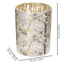 Prodotto Lanterna in vetro con decorazione a ramo, interno dorato, 12 cm
