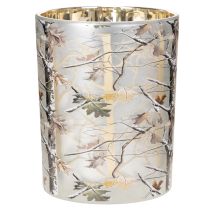 Prodotto Lanterna in vetro con decorazione a ramo, interno dorato, 12 cm