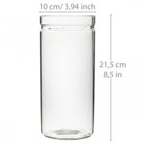 Vaso per fiori, cilindro in vetro, vaso in vetro tondo Ø10cm H21.5cm