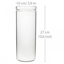 Vaso per fiori, cilindro in vetro, vaso in vetro tondo Ø10cm H27cm
