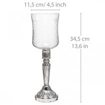 Lanterna vetro candela vetro aspetto antico trasparente, argento Ø11.5cm H34.5cm
