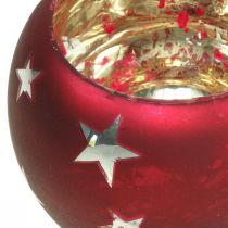 Prodotto Lanterna in vetro tealight in vetro con stelle rosse Ø12cm H9cm