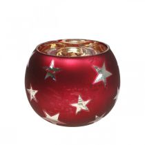 Prodotto Lanterna in vetro tealight in vetro con stelle rosse Ø9cm H7cm