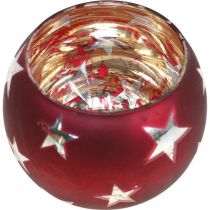 Prodotto Lanterna in vetro tealight in vetro con stelle rosse Ø9cm H7cm
