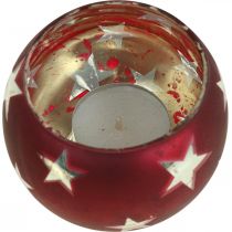 Prodotto Lanterna in vetro tealight in vetro con stelle rosse Ø9cm H7cm