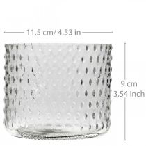 Lanterna in vetro, portacandele in vetro, candela in vetro Ø11.5cm H9.5cm
