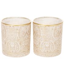 Prodotto Portacandele in vetro con motivo paisley, Ø8cm, H9cm, 2 pezzi