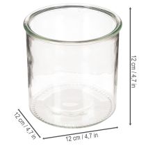 Prodotto Portacandele in vetro, rotondo, trasparente, versatile, 12 cm, 2 pezzi