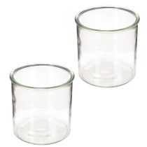 Prodotto Portacandele in vetro, rotondo, trasparente, versatile, 12 cm, 2 pezzi