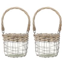 Prodotto Lanterna sospesa decorazione metallo vetro salice Ø13cm H12cm 2pz