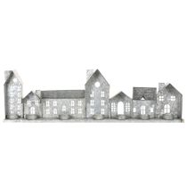 Prodotto Fila decorativa di casette con portacandele, decorazione per l'Avvento, 68 cm