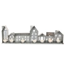 Prodotto Fila decorativa di casette con portacandele, decorazione per l'Avvento, 68 cm