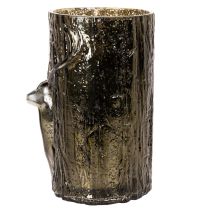 Prodotto Portacandele in vetro con decorazioni a rilievo raffiguranti testa di cervo e albero, decorazione invernale, 26 cm
