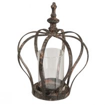 Prodotto Lanterna Corona Marrone Ruggine Con Candela In Vetro Ø14cm H18cm